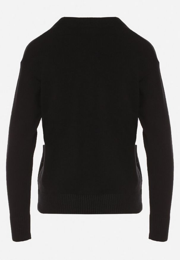 Born2be - Czarny Rozpinany Kardigan w Kropki Tusvanea. Okazja: na co dzień. Kolor: czarny. Materiał: jeans. Wzór: kropki. Styl: klasyczny, casual