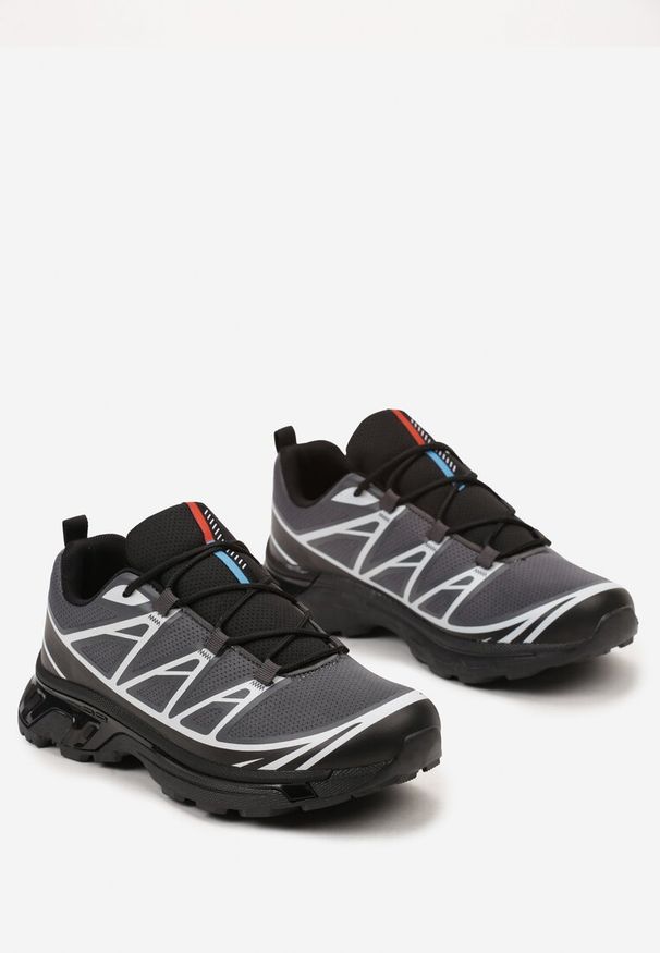 Born2be - Szare Sneakersy przed Kostkę Ściągane Gumką z Ozdobnymi Wstawkami na Cholewce Axliara. Wysokość cholewki: przed kostkę. Nosek buta: okrągły. Kolor: szary. Materiał: materiał. Szerokość cholewki: normalna. Obcas: na obcasie. Wysokość obcasa: niski