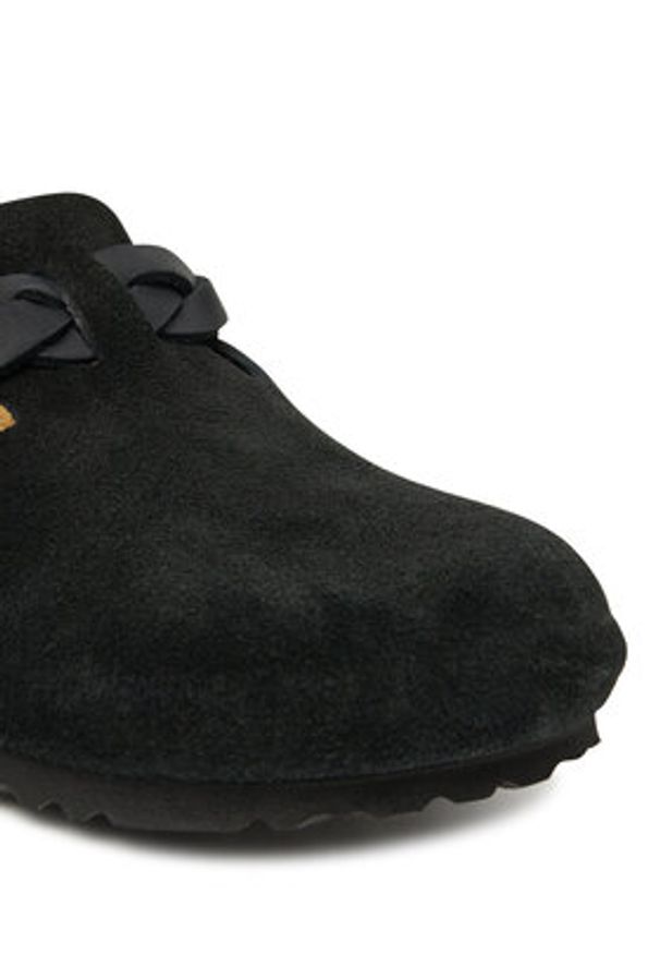 Birkenstock Klapki Boston Braided 1030497 Czarny. Kolor: czarny. Materiał: skóra, zamsz