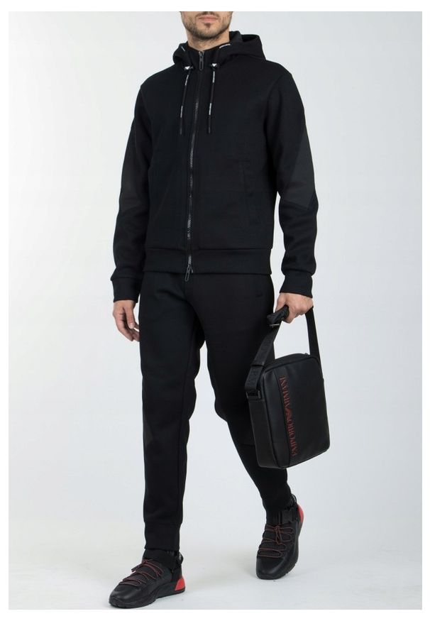 Emporio Armani - EMPORIO ARMANI Spodnie dresowe męskie, Rozmiar L. Kolor: czarny. Materiał: dresówka. Wzór: nadruk
