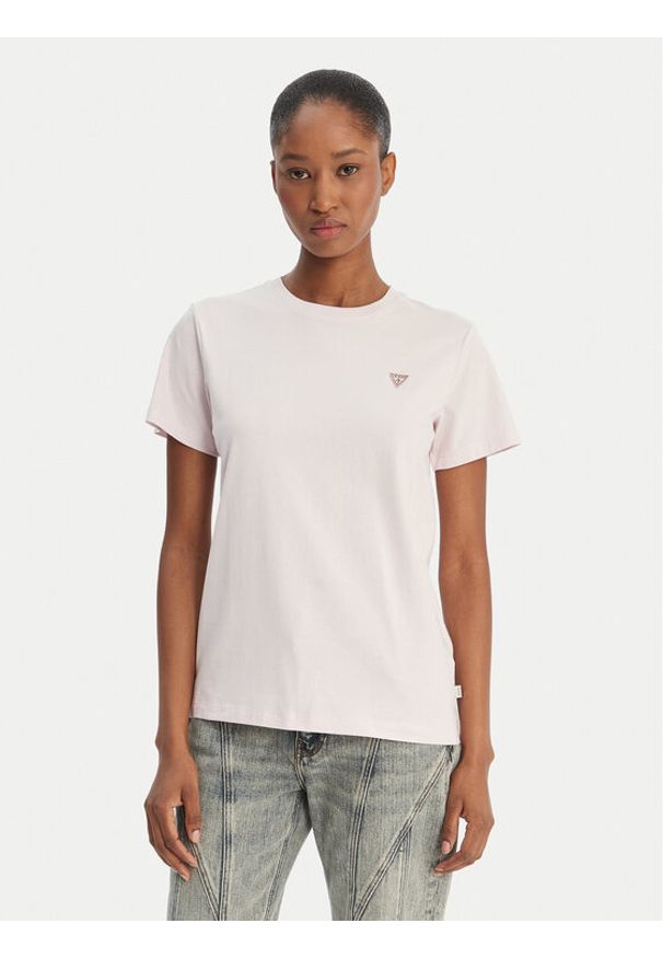 Guess Jeans T-Shirt W4YI10 J1314 Różowy Regular Fit. Kolor: różowy. Materiał: bawełna