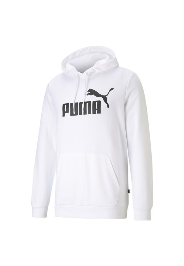 Puma - Męska bluza z kapturem i dużym logo z kolekcji Essentials PUMA White. Typ kołnierza: kaptur. Kolor: biały. Materiał: prążkowany. Sport: joga i pilates