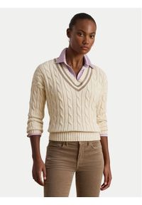 Lauren Ralph Lauren - LAUREN RALPH LAUREN Sweter 200979662003 Écru Relaxed Fit. Materiał: bawełna