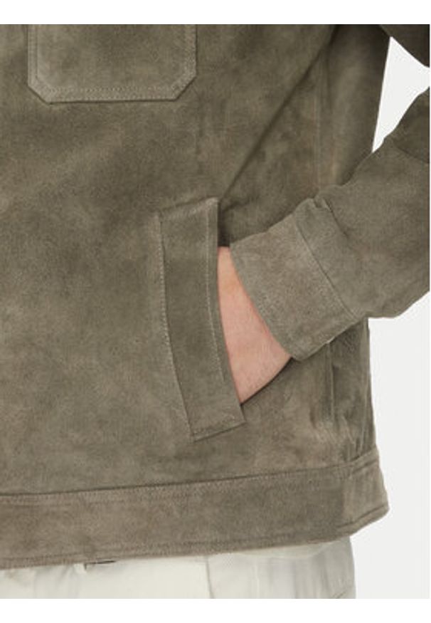 Serge Pariente Kurtka skórzana Cred Szary Regular Fit. Kolor: szary. Materiał: skóra