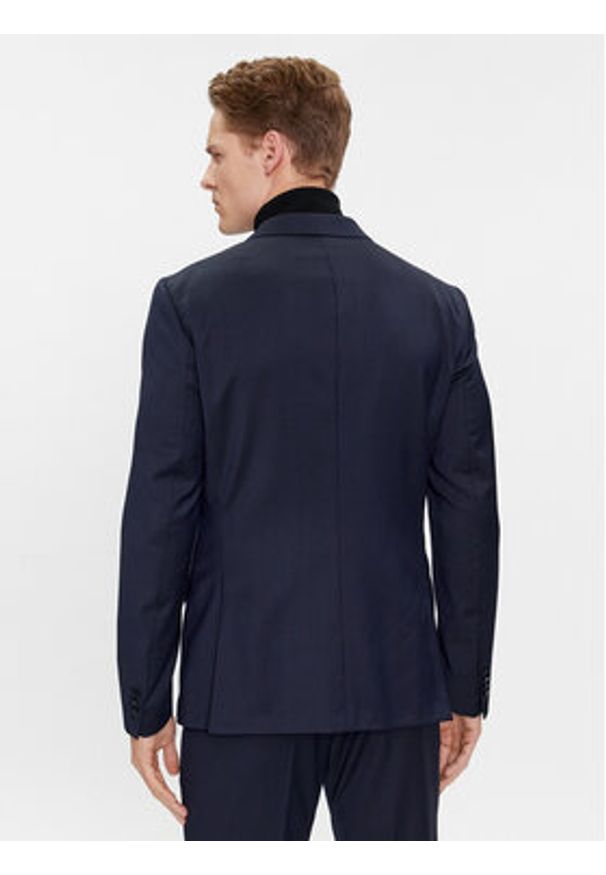Calvin Klein Marynarka K10K112291 Granatowy Slim Fit. Kolor: niebieski. Materiał: wełna
