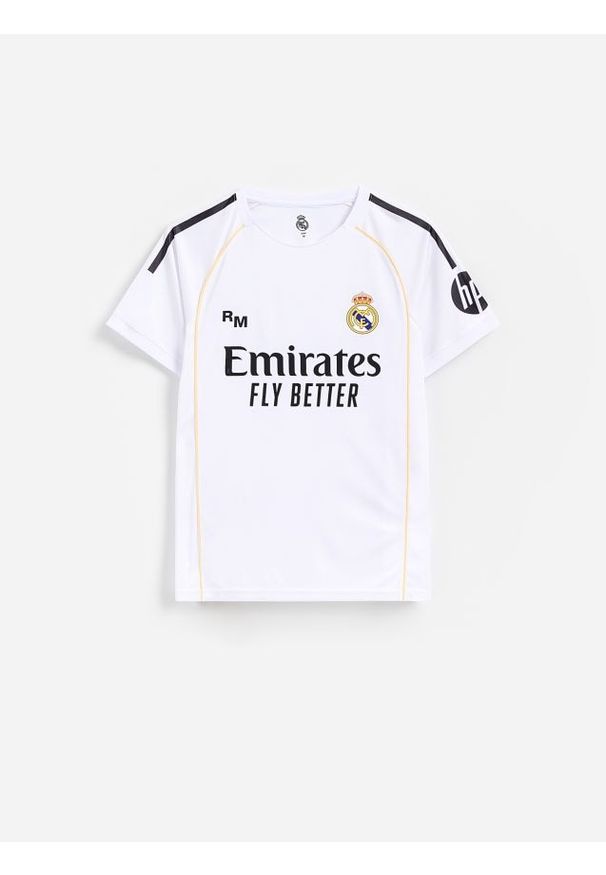 Reserved - T-shirt Emirates - biały. Kolor: biały. Materiał: dzianina