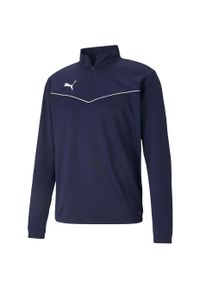 Bluza piłkarska męska Puma teamRISE 1 4 Zip Top. Kolor: niebieski. Materiał: poliester. Sport: piłka nożna