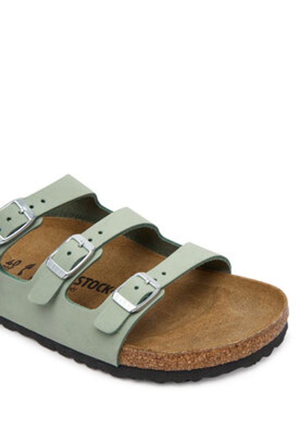 Birkenstock Klapki Florida 1030319 Zielony. Kolor: zielony. Materiał: nubuk, skóra