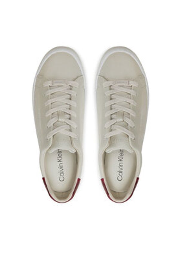 Calvin Klein Sneakersy Vulc Lace Up Saff Fox W/Met Bt HW0HW02104 Beżowy. Kolor: beżowy. Materiał: skóra