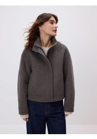 Reserved - Kurtka handmade z wełną - szary. Kolor: szary. Materiał: wełna #1