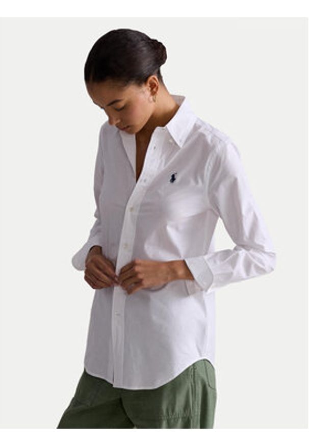 Polo Ralph Lauren Koszula 211941509002 Biały Slim Fit. Typ kołnierza: polo. Kolor: biały. Materiał: bawełna