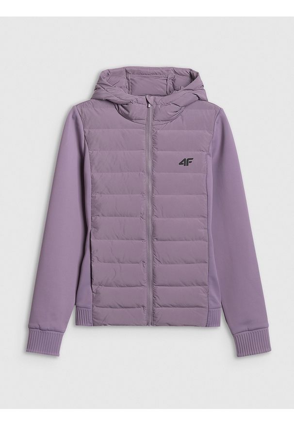 4f - 4F Kurtka z wypełnieniem syntetycznym damska - fioletowa M. Okazja: na co dzień. Kolor: fioletowy. Materiał: syntetyk. Styl: casual