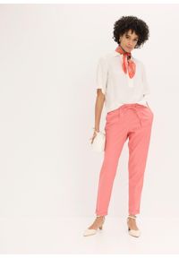bonprix - Spodnie lniane. Kolor: różowy. Materiał: len. Sezon: lato #3