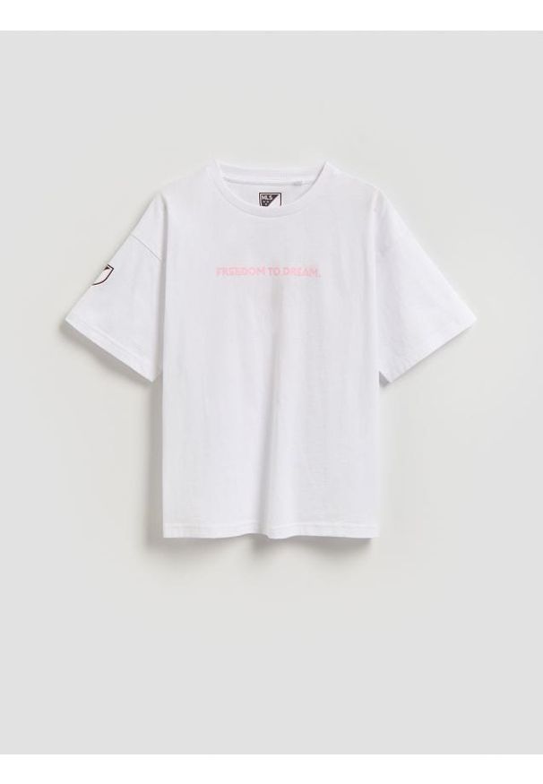 Reserved - T-shirt Inter Miami CF - złamana biel. Materiał: bawełna