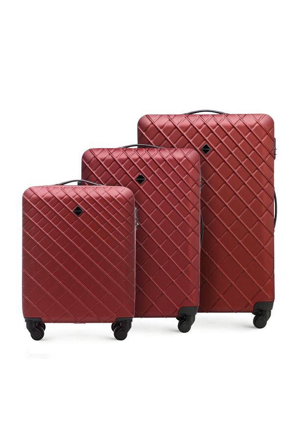 Wittchen - Zestaw walizek z ABS-u z deseniem bordowy. Kolor: czerwony. Materiał: guma