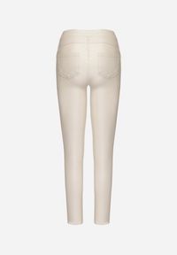 Born2be - Ciemnobeżowe Legginsy z Ekoskóry z Wysokim Stanem i Imitacją Kieszeni Merievia. Okazja: na co dzień. Stan: podwyższony. Kolor: beżowy. Sezon: zima. Styl: elegancki, casual, klasyczny #4