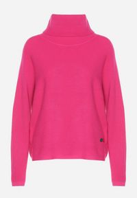 Born2be - Fuksjowy Golf z Bawełną i Wiskozą oraz Guzikami Tiaraya. Typ kołnierza: golf. Kolor: różowy. Materiał: wiskoza, bawełna. Styl: sportowy #5