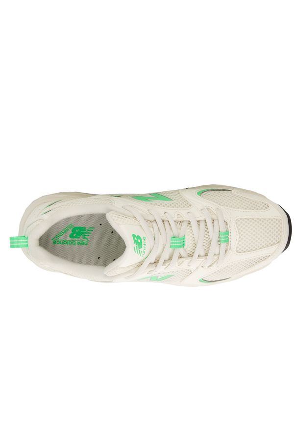 Buty unisex New Balance U530CSI – białe. Kolor: biały. Materiał: materiał, syntetyk. Szerokość cholewki: normalna. Sezon: lato. Sport: turystyka piesza