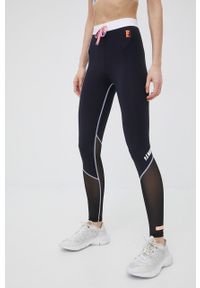 P.E Nation legginsy treningowe Divergent damskie kolor czarny gładkie. Stan: podwyższony. Kolor: czarny. Materiał: włókno, materiał, dzianina, skóra. Wzór: gładki. Sport: fitness