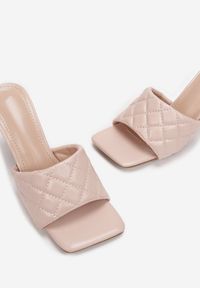 Born2be - Różowe Klapki Thalaxise. Nosek buta: otwarty. Kolor: różowy. Materiał: skóra ekologiczna. Wzór: aplikacja. Styl: elegancki #5