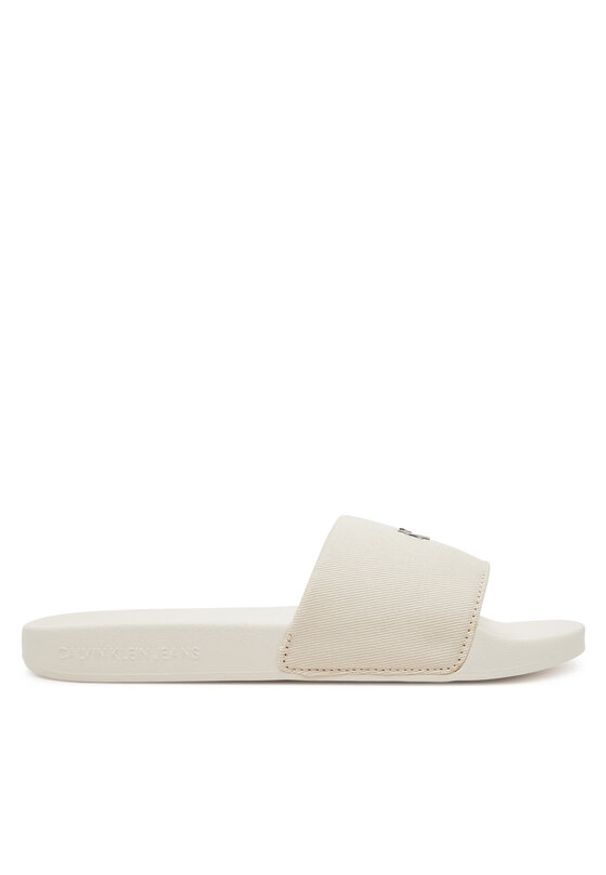 Calvin Klein Jeans Klapki Slide Monogram Hardware YW0YW01713 Écru. Kolor: kremowy. Materiał: materiał