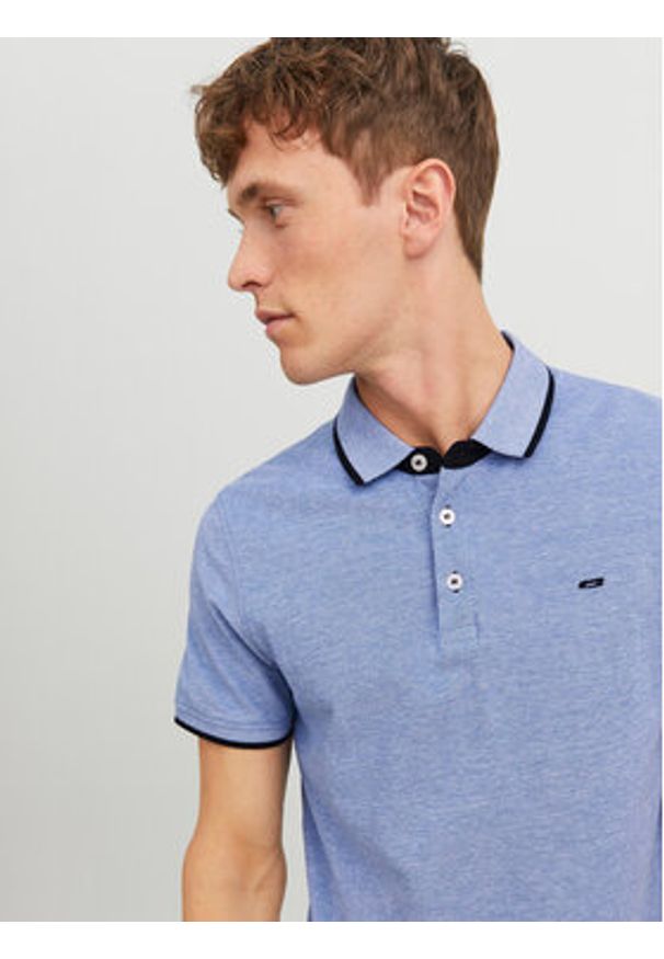 Jack & Jones - Jack&Jones Polo Paulos 12136668 Niebieski Slim Fit. Typ kołnierza: polo. Kolor: niebieski. Materiał: bawełna
