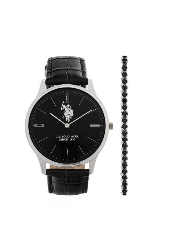 U.S. Polo Assn. Zestaw zegarek i bransoletka Jeremy USP6391TW Czarny. Kolor: czarny