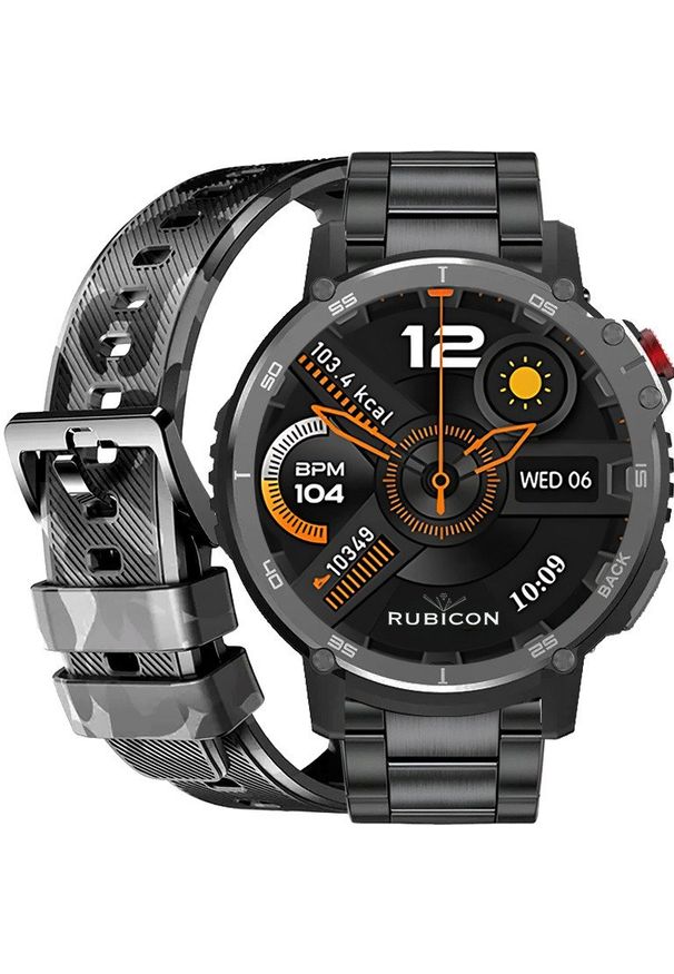 Rubicon - Zegarek męski SMARTWATCH moro militarny z bransoletą. Rodzaj zegarka: smartwatch. Styl: militarny