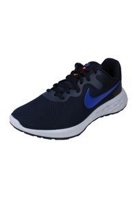 Buty do biegania męskie Nike Revolution 6. Zapięcie: rzepy. Kolor: niebieski. Materiał: materiał, syntetyk. Szerokość cholewki: normalna. Model: Nike Revolution