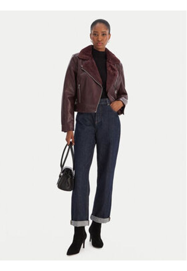 Vero Moda Kurtka z imitacji skóry Hailey 10250405 Fioletowy Regular Fit. Kolor: fioletowy. Materiał: skóra