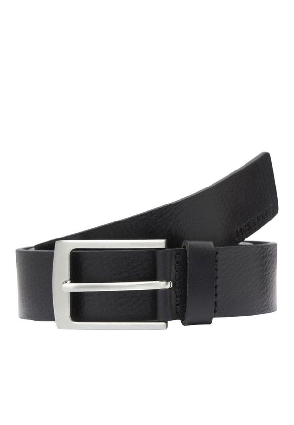 Pasek Jack & Jones Stockholm skórzany czarny. Kolor: czarny. Materiał: skóra. Wzór: paski