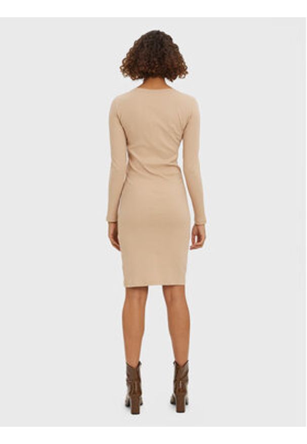 Vero Moda Sukienka codzienna Lavender 10270478 Beżowy Regular Fit. Okazja: na co dzień. Kolor: beżowy. Materiał: bawełna. Typ sukienki: proste. Styl: casual