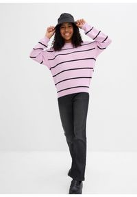 bonprix - Sweter z cienkiej dzianiny z mieszanki wiskozy. Kolor: fioletowy. Materiał: wiskoza, dzianina. Styl: klasyczny
