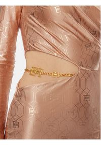 Elisabetta Franchi Sukienka koktajlowa AB-436-37E2-V450 Miedziany Slim Fit. Kolor: brązowy. Materiał: syntetyk. Styl: wizytowy