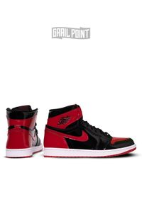 AIR JORDAN - Sneakersy Air Jordan Retro I Patent Bred. Wysokość cholewki: przed kolano. Kolor: czarny. Materiał: guma, lakier. Szerokość cholewki: normalna