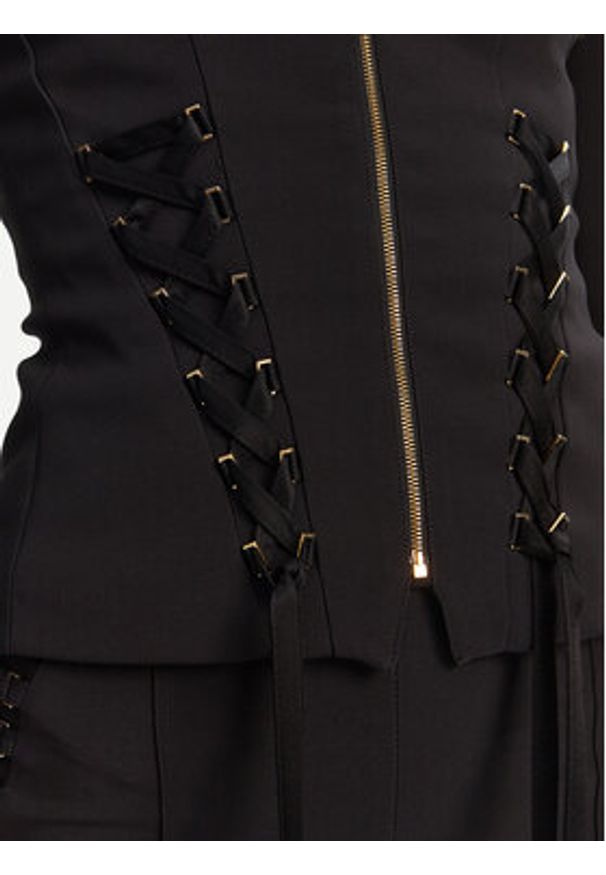 Elisabetta Franchi Marynarka GI-135-51E2 Czarny Regular Fit. Kolor: czarny. Materiał: syntetyk