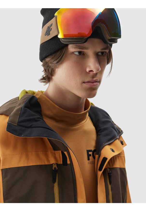 4f - 4F Kurtka snowboardowa membrana 15000 męska - pomarańczowa 3XL. Kolor: pomarańczowy. Materiał: poliester, materiał. Sezon: zima. Sport: snowboard