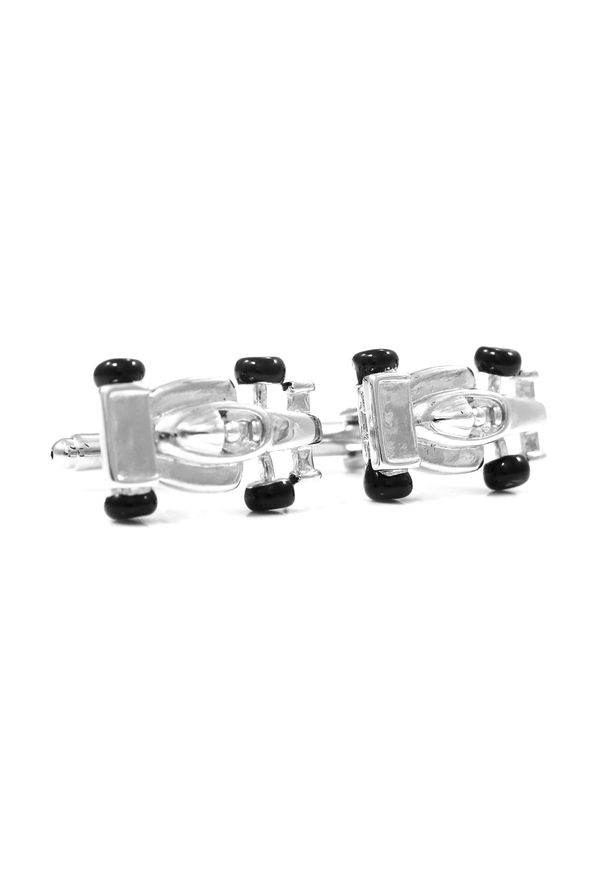 Modini - Srebrno-czarne spinki do mankietów bolidy, samochody F1 U89. Kolor: srebrny, czarny, wielokolorowy