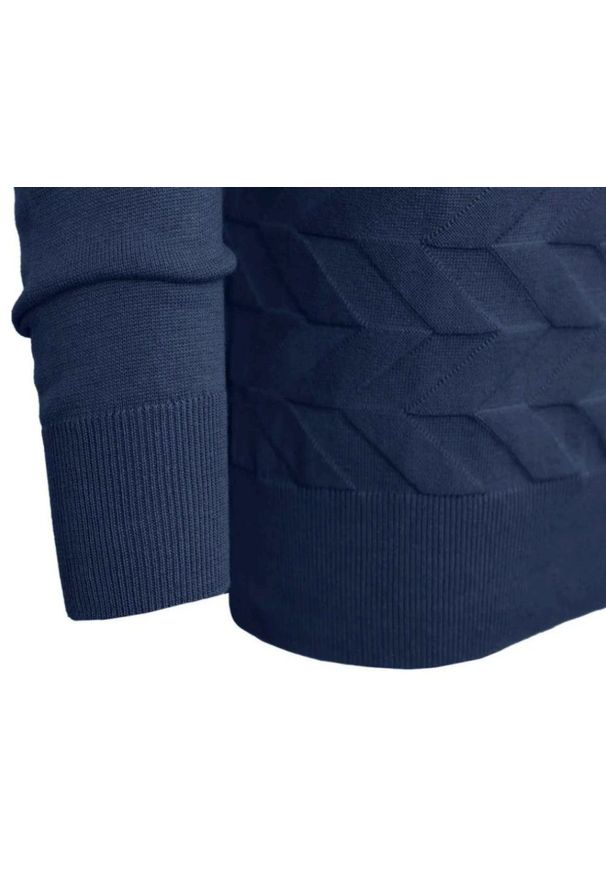 Bawełniany Sweter Pako Jeans - Okrągły Dekolt - Granatowy. Kolor: niebieski. Materiał: bawełna. Styl: klasyczny