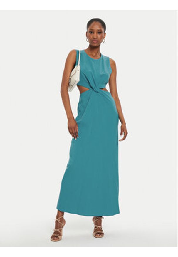 ViCOLO Sukienka letnia Abito TB2469 Błękitny Regular Fit. Kolor: niebieski. Materiał: len. Sezon: lato