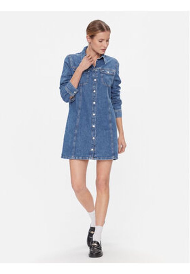 Tommy Jeans Sukienka jeansowa Aline Ls Dress Ah5032 Ext DW0DW17542 Niebieski Regular Fit. Kolor: niebieski. Materiał: bawełna
