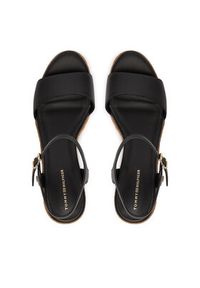 TOMMY HILFIGER - Tommy Hilfiger Espadryle Mid Wedge Espad Leather FW0FW09340 Czarny. Kolor: czarny. Materiał: skóra #5