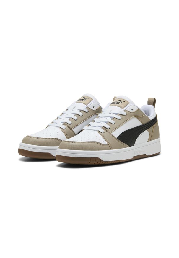 Puma - Sneakersy Rebound V6 Low PUMA White Black Ice Coffee Beige. Kolor: czarny, biały, wielokolorowy, beżowy. Sport: koszykówka