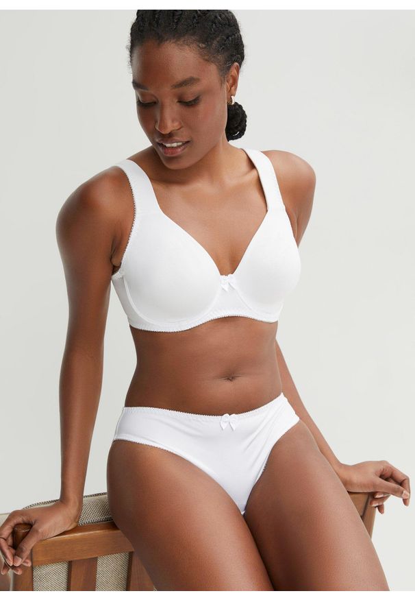 bonprix - Biustonosz typu T-shirt na fiszbinach, z połyskującego materiału (2 szt.). Kolor: czarny. Materiał: materiał. Rodzaj stanika: wyściełane miseczki, różne sposoby noszenia. Wzór: koronka