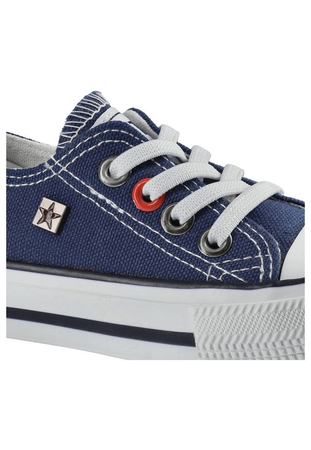 Big-Star - Granatowe Trampki Big Star Dziecięce Buty Wsuwane. Zapięcie: bez zapięcia. Kolor: niebieski. Materiał: materiał, guma. Szerokość cholewki: normalna. Wzór: aplikacja. Styl: elegancki