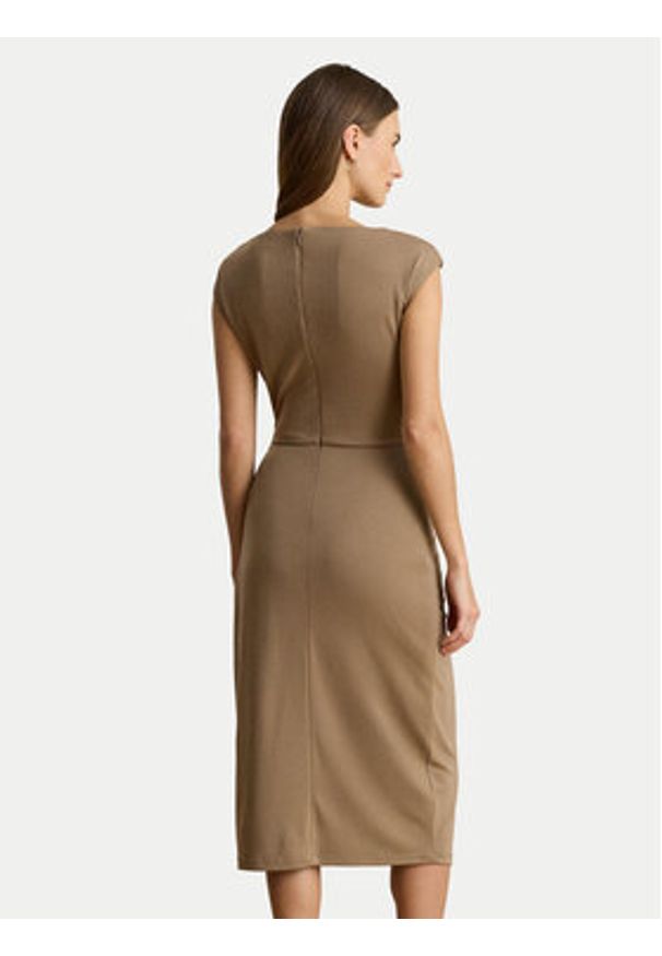 Lauren Ralph Lauren - LAUREN RALPH LAUREN Sukienka codzienna 200980221001 Brązowy Slim Fit. Okazja: na co dzień. Kolor: brązowy. Materiał: syntetyk. Typ sukienki: proste. Styl: casual
