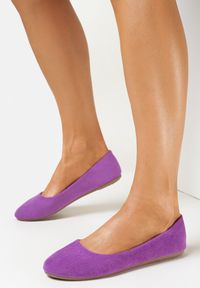 Born2be - Fioletowe Balerinki z Ekozamszu Jange. Zapięcie: bez zapięcia. Kolor: fioletowy. Szerokość cholewki: normalna. Wzór: gładki. Obcas: na płaskiej podeszwie. Styl: klasyczny #2