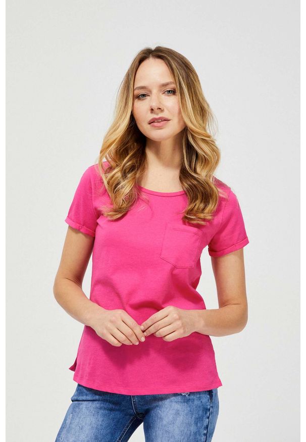 MOODO - Bawełniany t-shirt basic. Materiał: bawełna. Długość rękawa: krótki rękaw. Długość: krótkie. Wzór: gładki