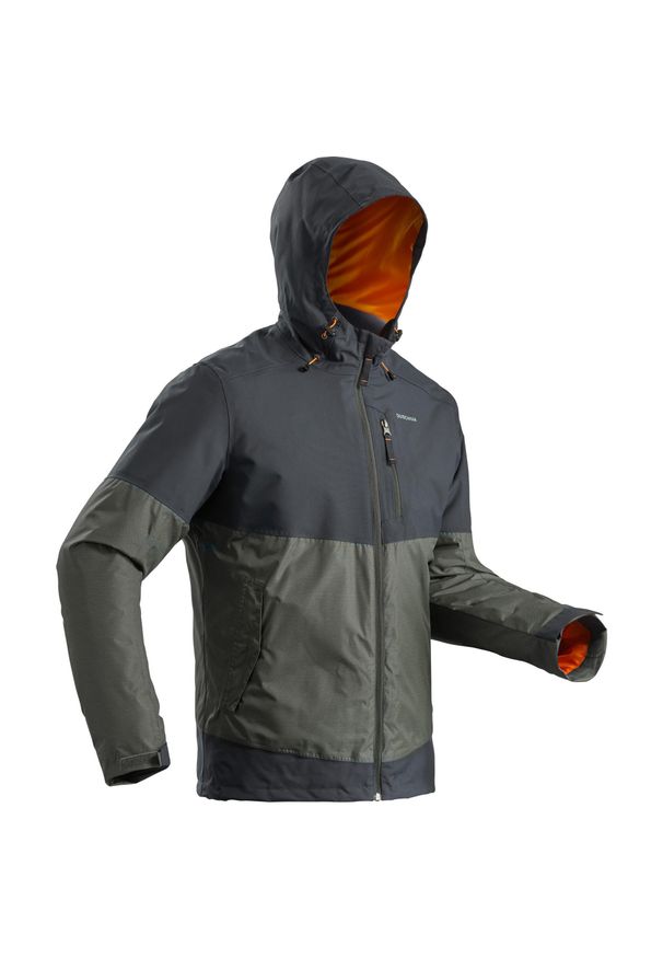 quechua - Kurtka turystyczna męska zimowa Quechua SH100 X-Warm -10°C wodoodporna. Kolor: zielony, wielokolorowy, szary, brązowy. Materiał: tkanina, polar. Sezon: zima