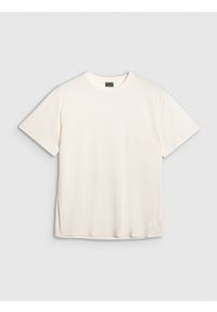 4f - 4F T-shirt oversize z modalem damski - biały XL. Okazja: na co dzień. Kolor: biały. Materiał: materiał, poliester, skóra, jersey. Długość rękawa: krótki rękaw. Długość: krótkie. Wzór: gładki, ze splotem. Styl: klasyczny, sportowy, casual